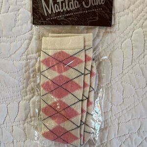 Matilda Jane Cream and Pink Argyle Socks